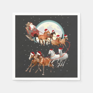 Serviette En Papier Père Noël équitation Cheval Cheval Sleigh Equestre