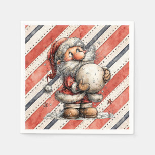 Serviette En Papier Père Noël et boule de neige géante