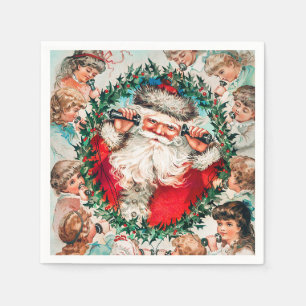 Serviette En Papier Père Noël et enfants Joyeux Noël