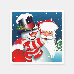 Serviette En Papier Père Noël et Snowman