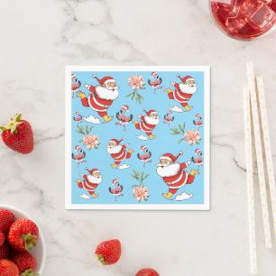 Serviette En Papier Père Noël Flamant Tropical Motif de Noël