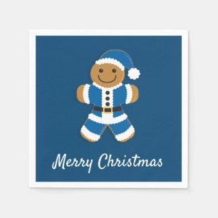 Serviette En Papier Père Noël Gingpain homme bleu Papier Napkin