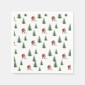 Serviette En Papier Père Noël Jouer Hockey Napkin Cadeau Noël