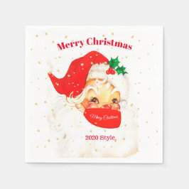 Serviette En Papier Père Noël Mask Joyeux Noël Distances sociales
