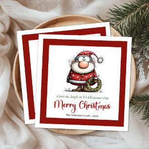 Serviette En Papier Père Noël minimaliste drôle et fantaisiste pour No