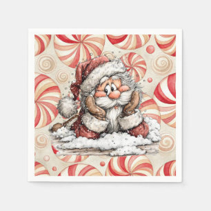 Serviette En Papier Père Noël pensif après sa chute