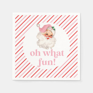 Serviette En Papier Père Noël Rose Rétro Oh Quelle Joie