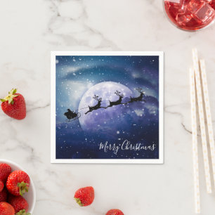 Serviette En Papier Père Noël Sleigh Imaginaire Galaxy Christmas Nig