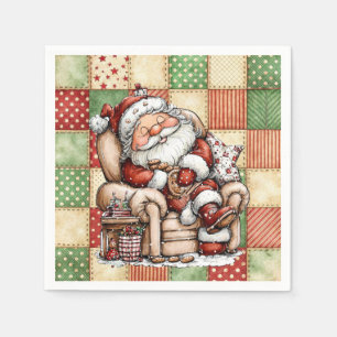 Serviette En Papier Père Noël somnolent la veille de Noël