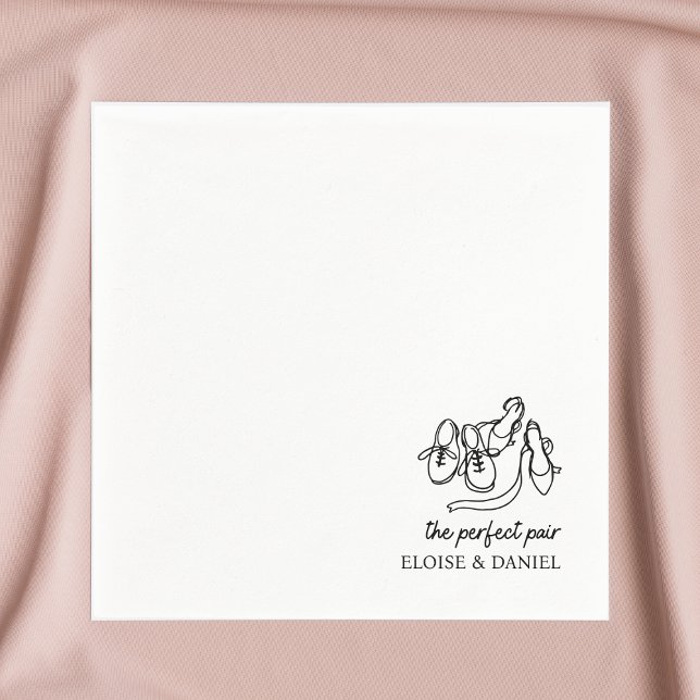 Serviette En Papier Perfect Pair - Whimsical Chic Illustration Mariage (Créateur téléchargé)