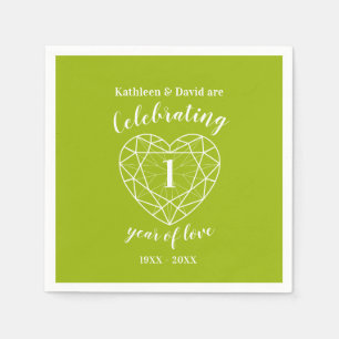 Serviette En Papier Péridot 1er anniversaire 1 an d'amour serviettes