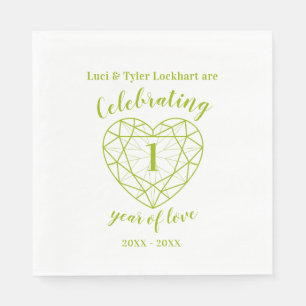 Serviette En Papier Péridot anniversaire 1 an d'amour serviettes verte