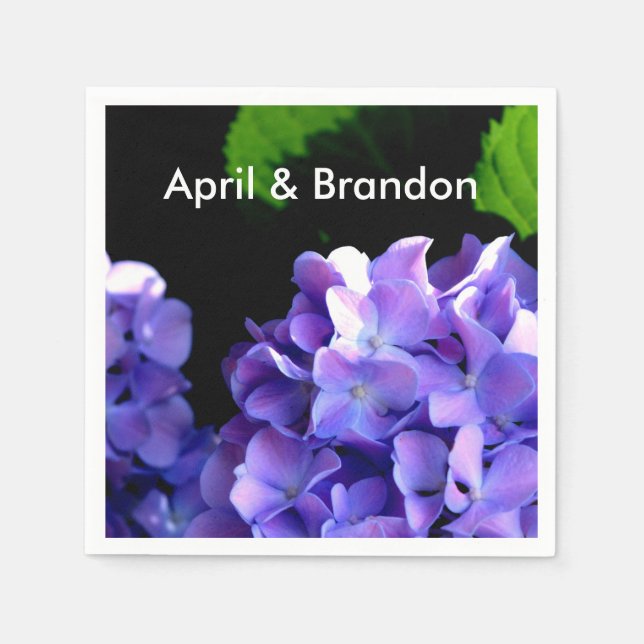 Serviette En Papier Périwinkel hydrangeas violet bleu fleur floral (Devant)
