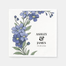 Serviette En Papier Périwinkle bleu Moderne Floral Mariage