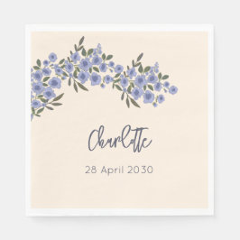 Serviette En Papier Périwinkle Floral Blooms Moderne Personnalisé Nom