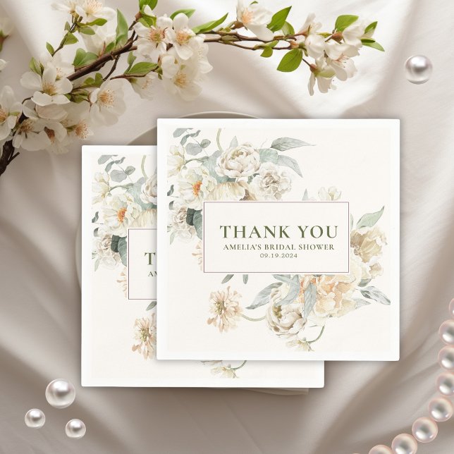 Serviette En Papier Perles d'aquarelle et Fête des mariées de poursuit (Créateur téléchargé)