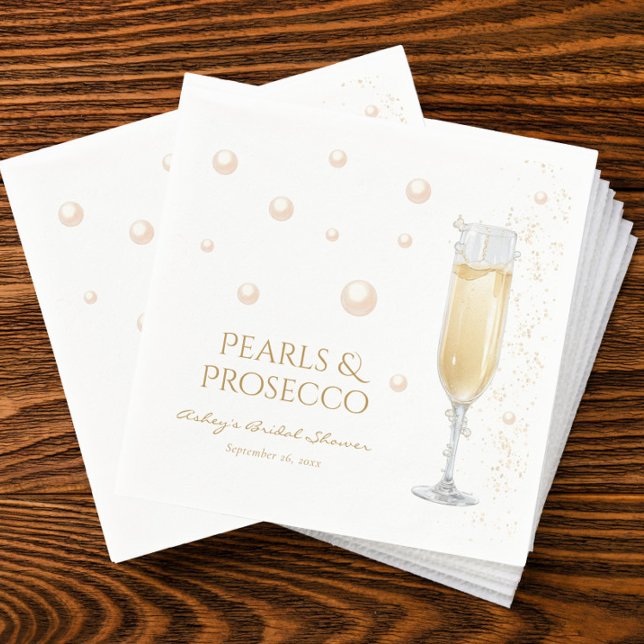 Serviette En Papier Perles et Prosecco pour l'enterrement de vie de je (Créateur téléchargé)