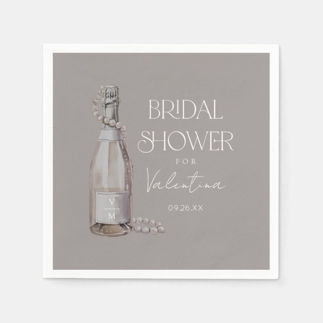 Serviette En Papier Perles personnalisées + Fête des mariées Prosecco (Devant)