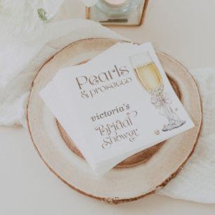 Serviette En Papier Perles & Prosecco Élégant Enterrement de Vie de Je