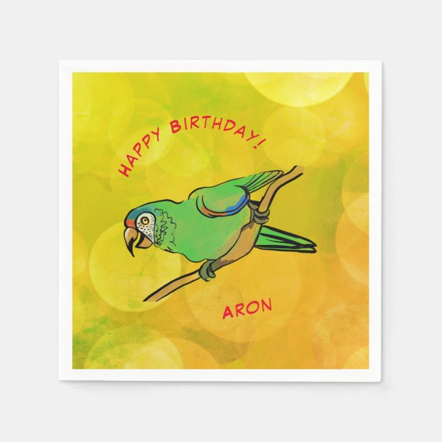 Serviette En Papier Perroquet d'anniversaire (Devant)