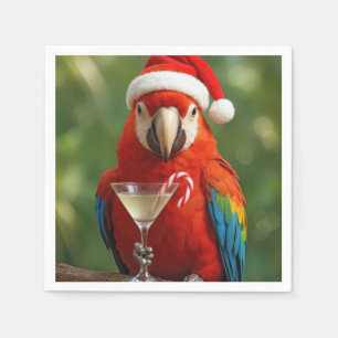 Serviette En Papier Perroquet de Noël tenant un cocktail