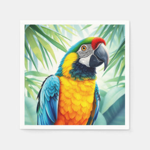Serviette En Papier Perroquet vibrant avec plumes détaillées