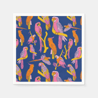 Serviette En Papier Perroquets tropicaux sur la marine
