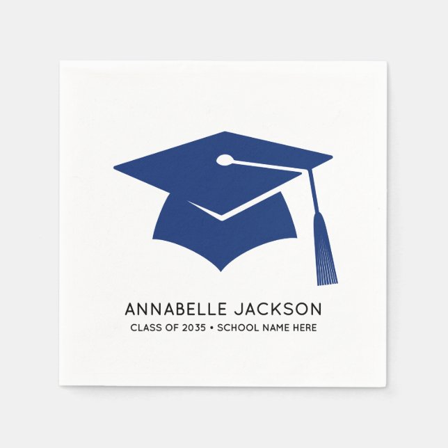 Serviette En Papier Personalized Blue Graduation (Devant)
