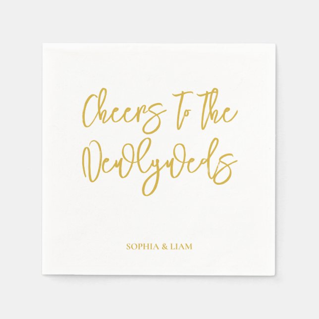 Serviette En Papier Personalized Cheers Wedding Rustic Hand lettering (Devant)