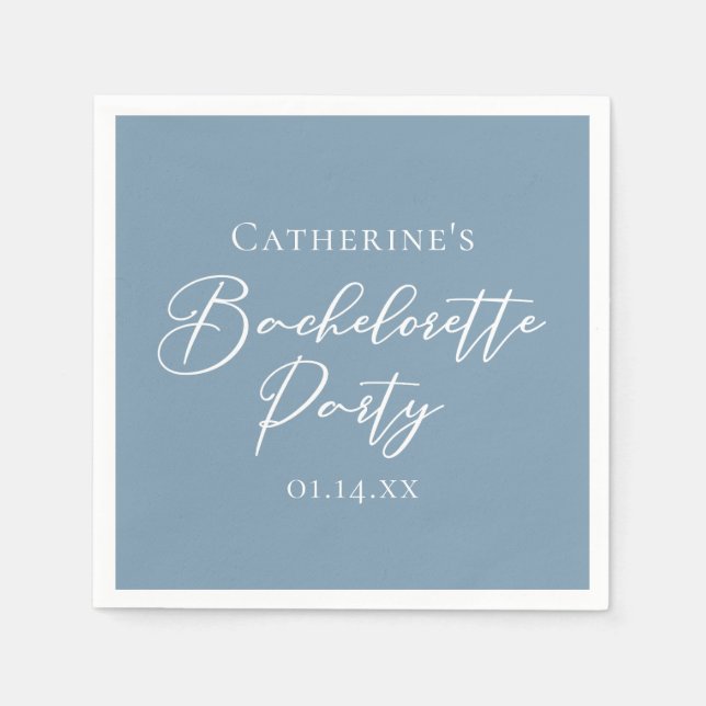 Serviette En Papier Personalized Chic Dusty Blue Bachelorette Party (Devant)