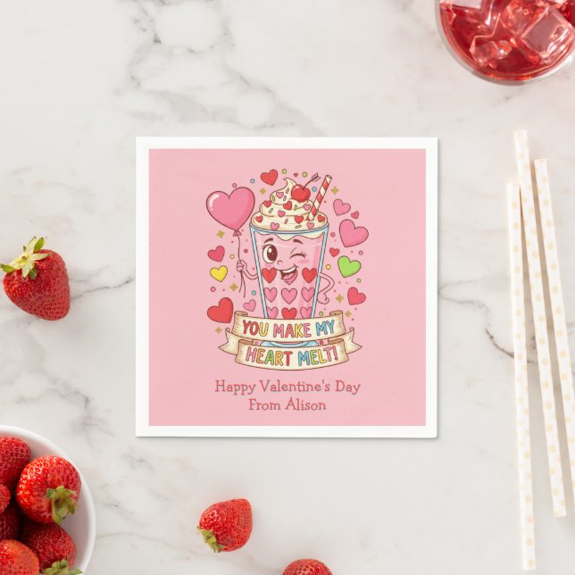 Serviette En Papier Personalized Cute Milkshake Classroom Valentine (En situation)
