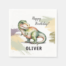 Serviette En Papier Personalized Dinosaur Kids Birthday Party