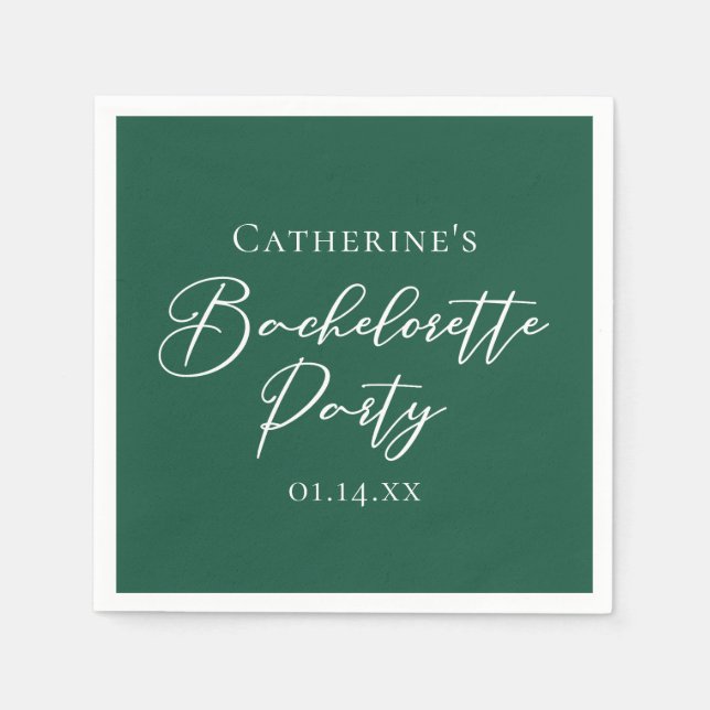 Serviette En Papier Personalized Emerald Green Bachelorette Party (Devant)