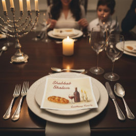 Serviette En Papier Personalized Family Name Shabbat Shalom