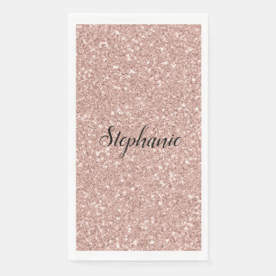 Serviette En Papier Personalized Faux Rose Gold Glitter