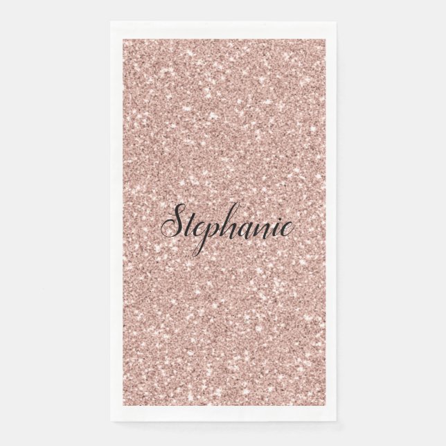 Serviette En Papier Personalized Faux Rose Gold Glitter (Devant)