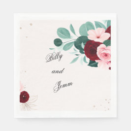 Serviette En Papier Personalized Floral Wedding Napkins