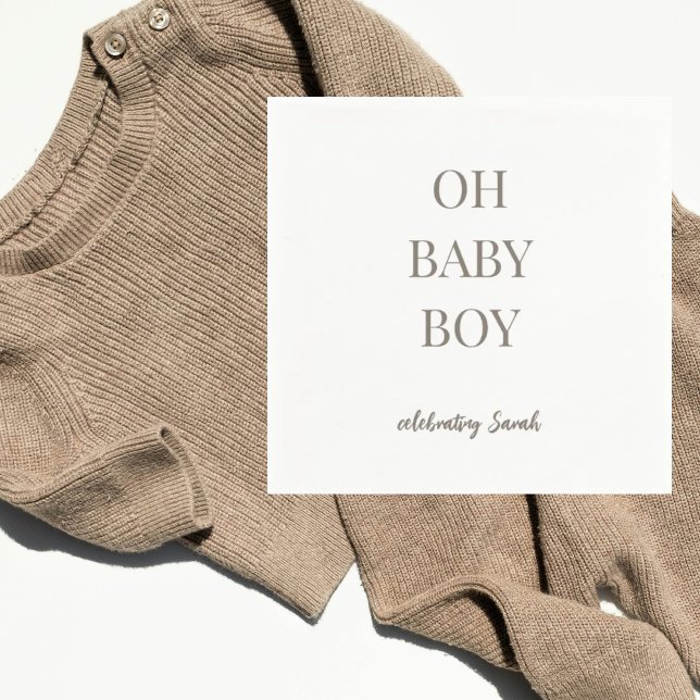 Serviette En Papier Personalized Mushroom Taupe Baby Boy Shower (Créateur téléchargé)