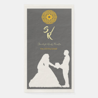 Serviette En Papier Personalized Wedding Couple Silhouette Monogram 