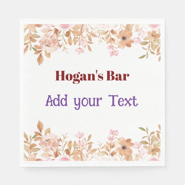 Serviette En Papier Personalized Wedding Napkins | Elegant Event Cockt (Devant)