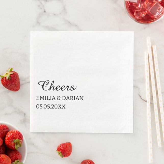 Serviette En Papier Personalized Wedding Reception Cocktail Rehearsal  (En situation)
