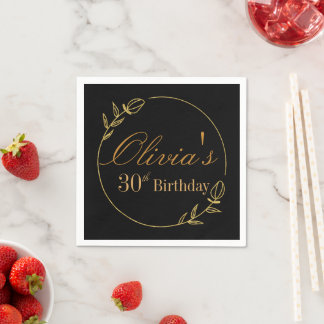Serviette En Papier Personalizes Birthday with Golden Frame