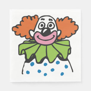 Serviette En Papier Personnage de clown fantaisiste avec cheveux orang