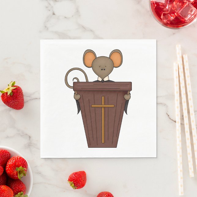 Serviette En Papier Personnage de souris drôle d'église chrétienne (Créateur téléchargé)