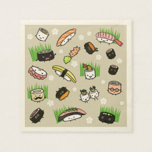 Serviette En Papier Personnages de sushi