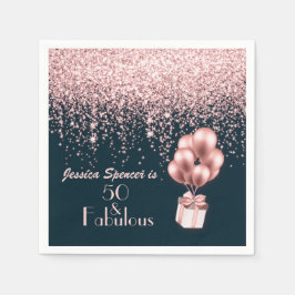 Serviette En Papier Personnalisable 50 & Fabuleux Rose Gold 50e annive
