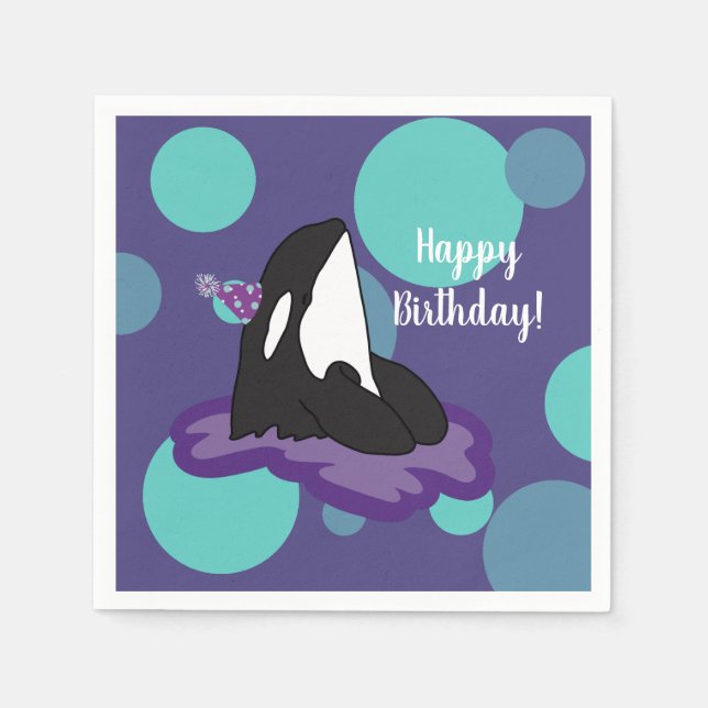 Serviette En Papier Personnalisable Orca Killer Whale Anniversaire (Devant)