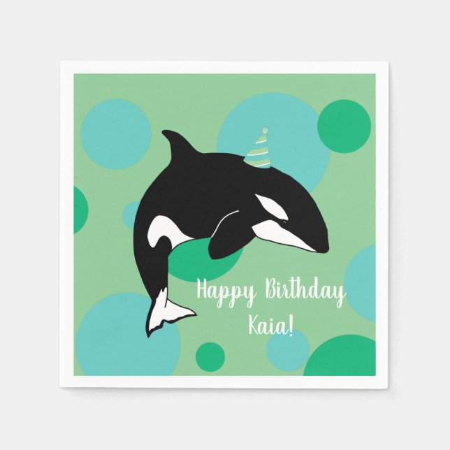 Serviette En Papier Personnalisable Orca Killer Whale Anniversaire (Devant)