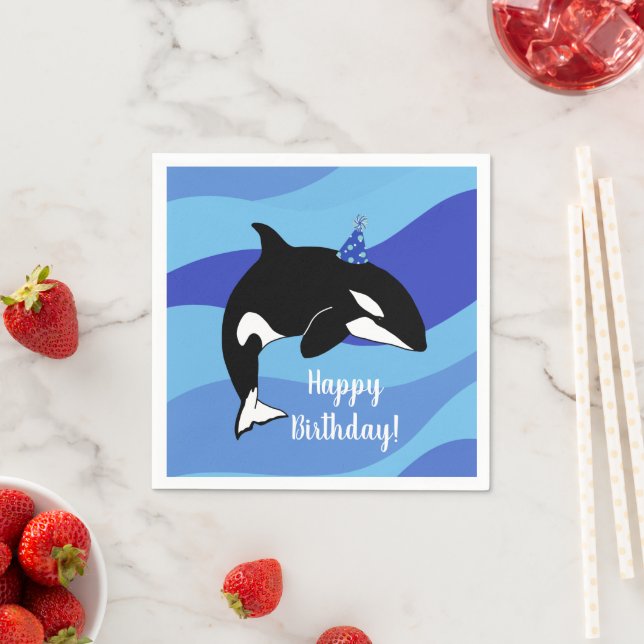 Serviette En Papier Personnalisable Orca Killer Whale Anniversaire (En situation)