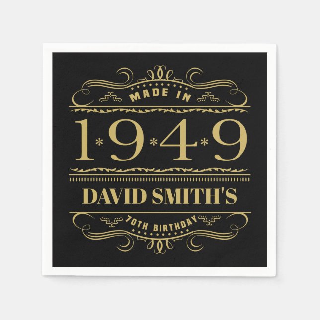 Serviette En Papier Personnalisé 1949 70e anniversaire (Devant)